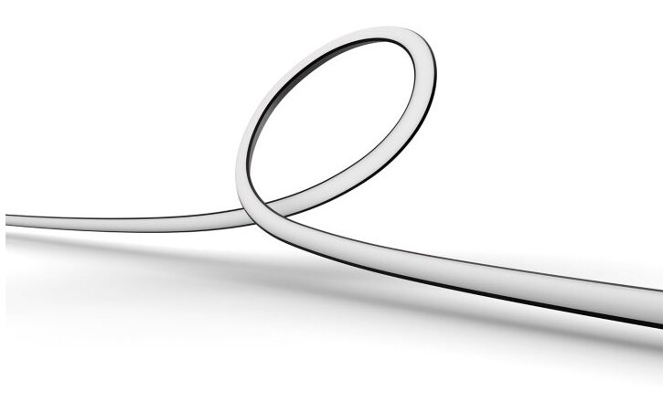 Biały, zakrzywiony pasek świetlny. Pasek ma czarny kontur.