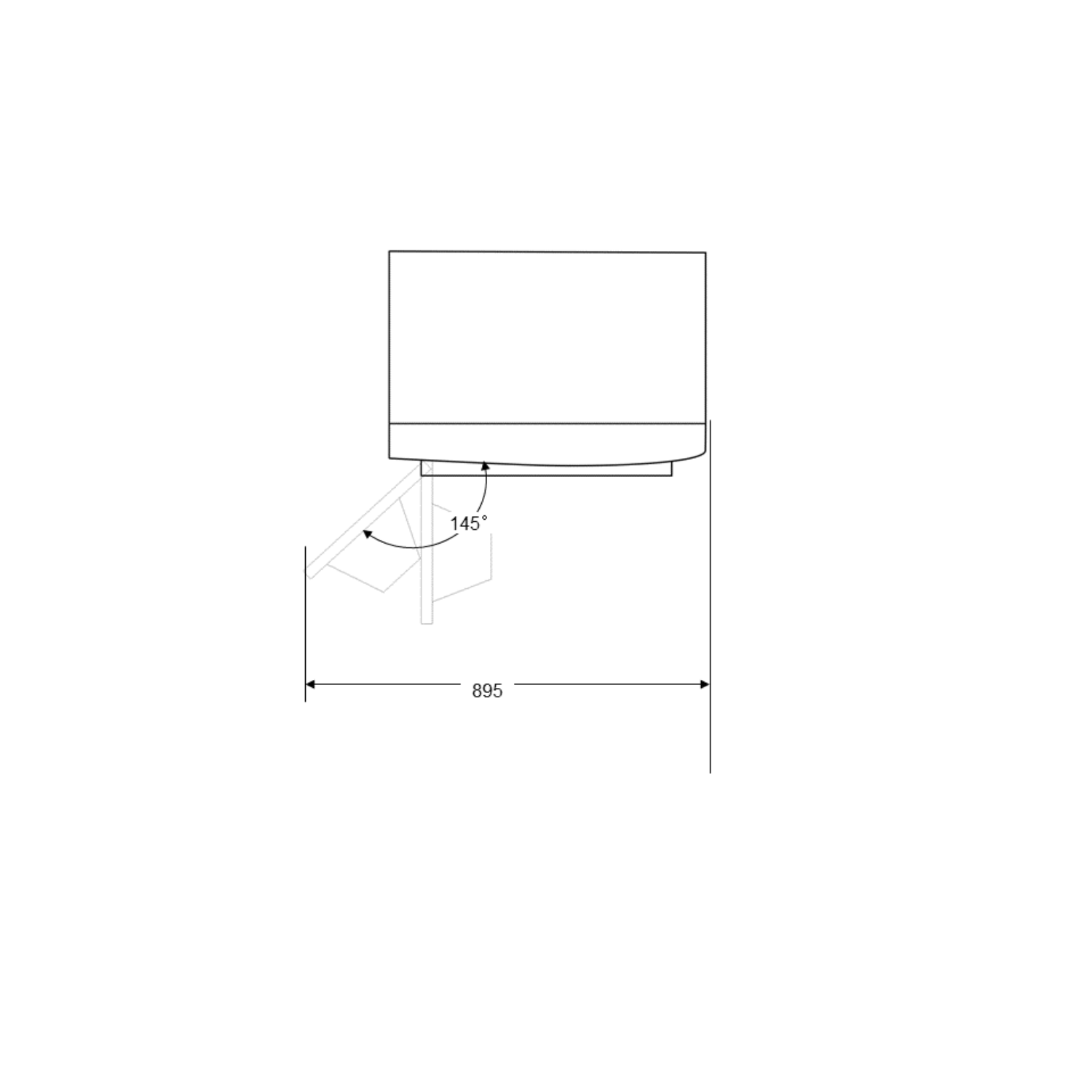Technical drawing with dimensions 895 and 145 degrees.