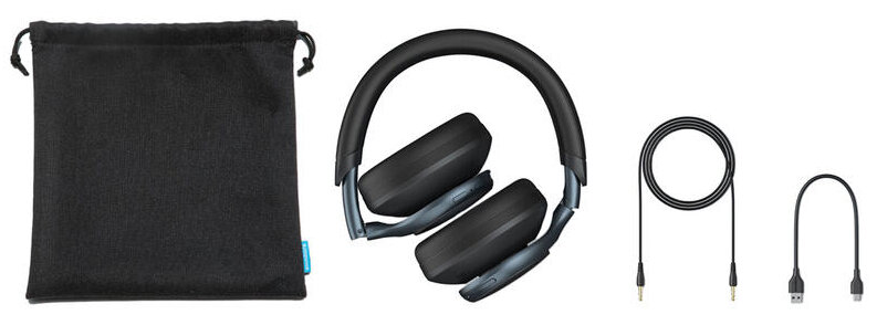 Słuchawki, torba do przenoszenia i dwa kable do ładowania.