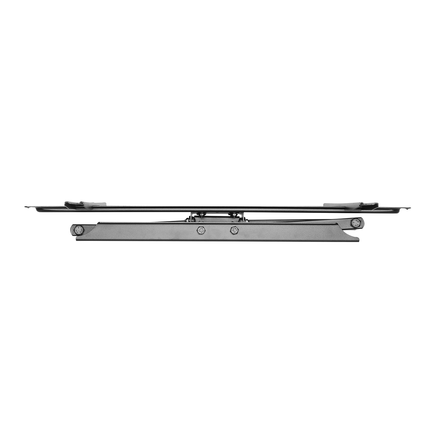 A mounting bracket for a TV, with several metal pieces.