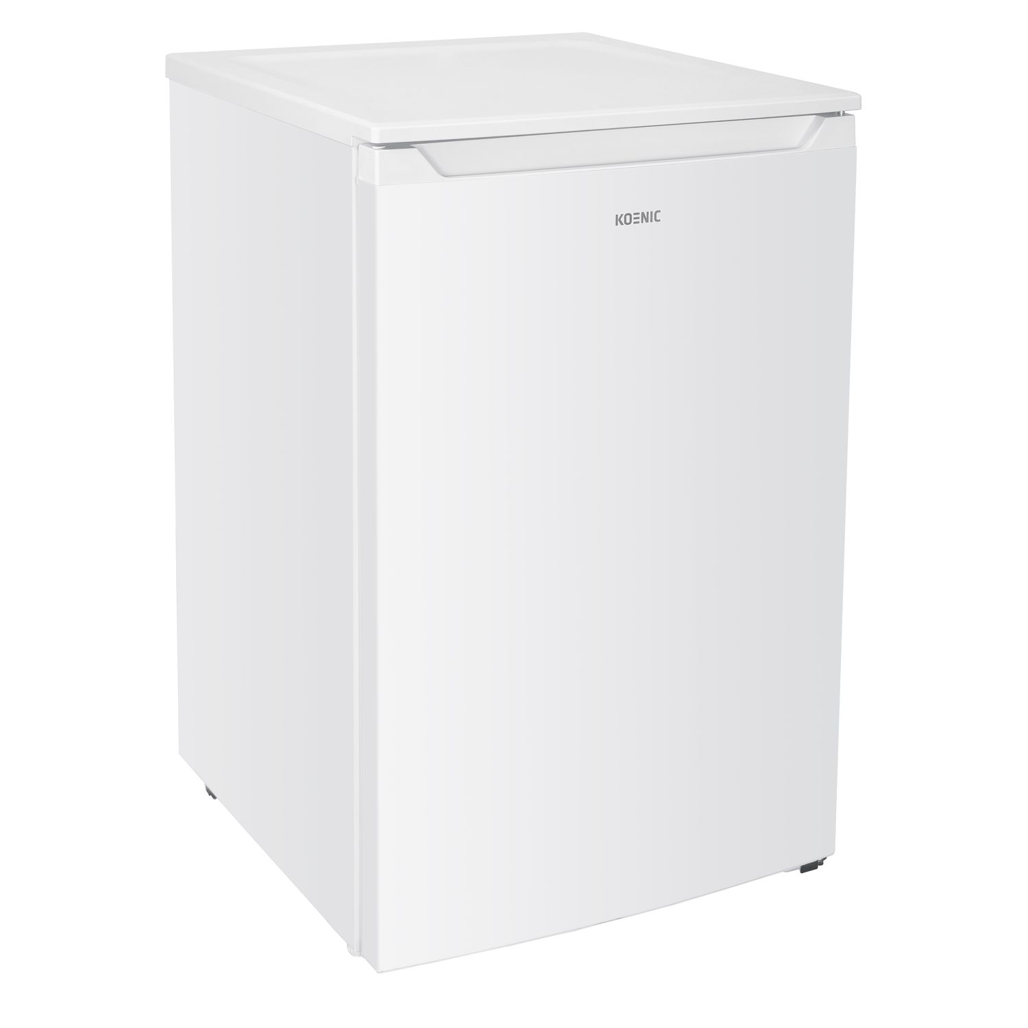 White refrigerator with the door closed. The background is white.