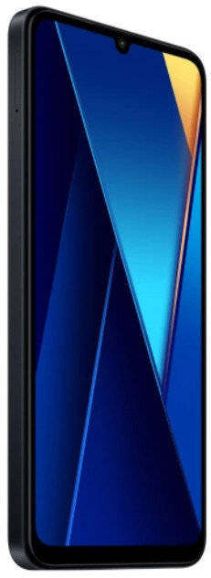 Smartfon pod kątem. Ciemnoniebieska ramka z niebieskim i złotym ekranem.