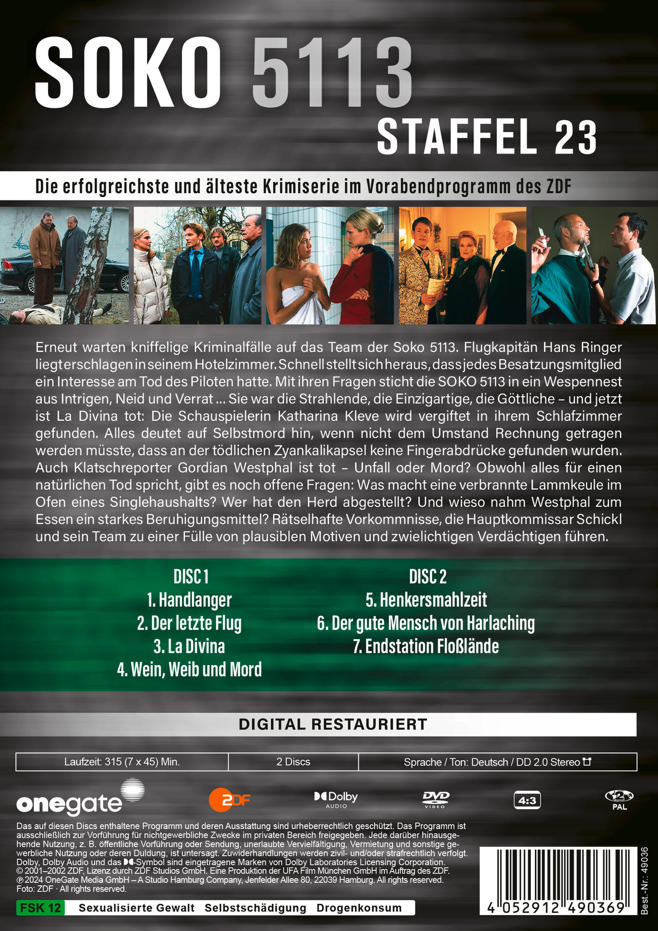 DVD-Cover: SOKO 5113, Staffel 23, mit Darstellerbildern und Episodentiteln.