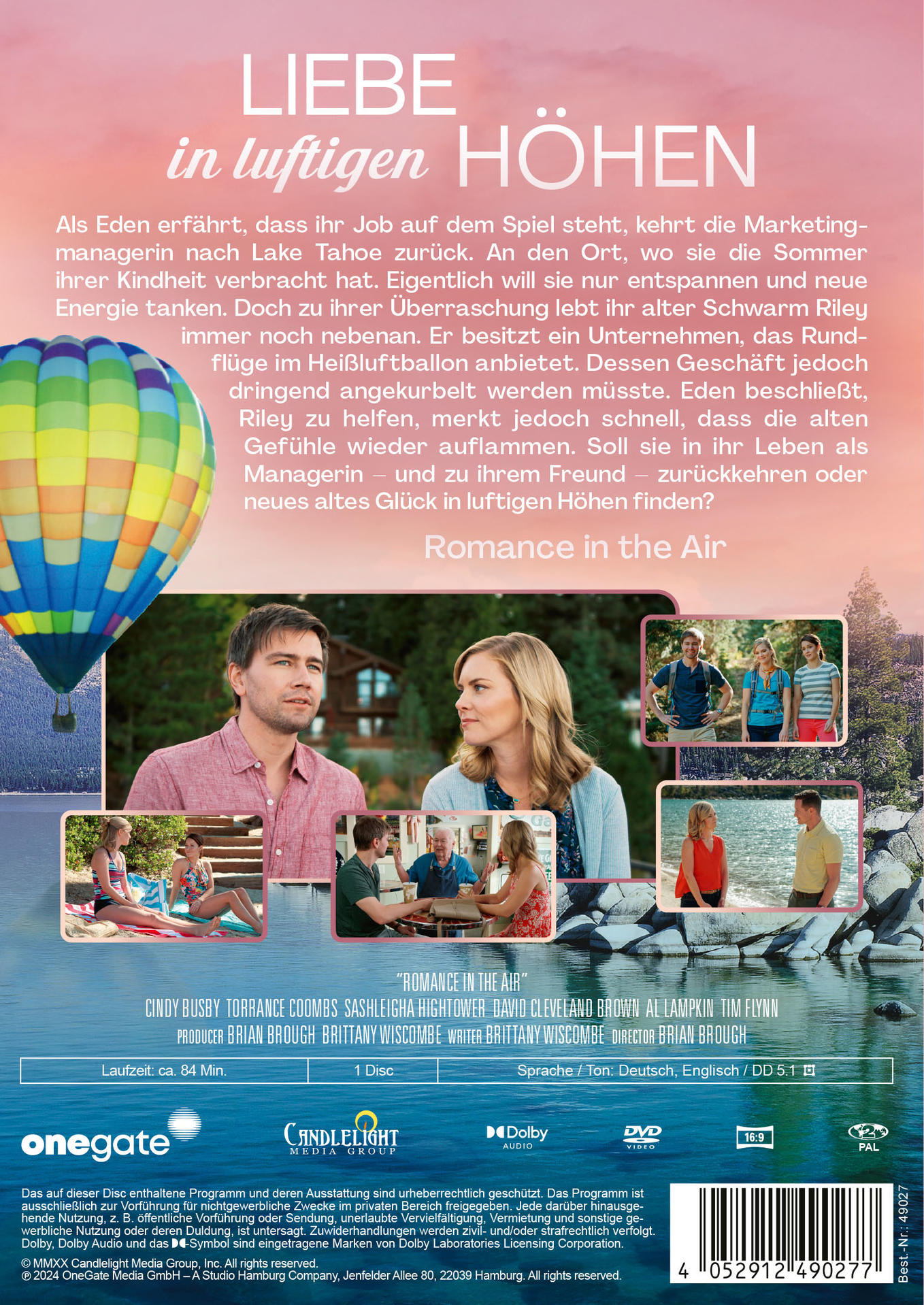 DVD-Hülle mit Filmcover, das ein Paar und einen Heißluftballon zeigt, mit Text.