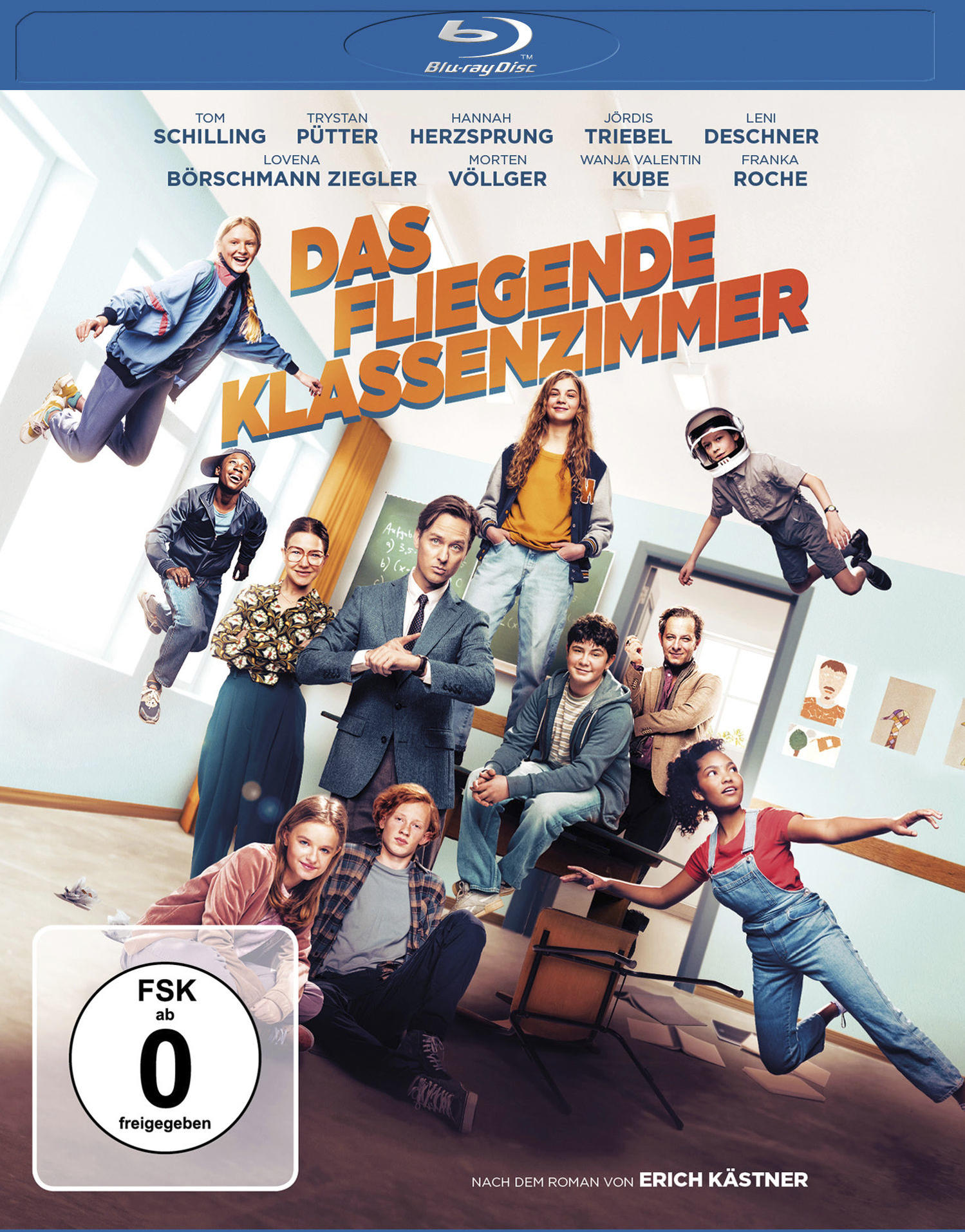 Filmcover 'Das fliegende Klassenzimmer'. Zeigt eine Gruppe von Kindern und Erwachsenen.