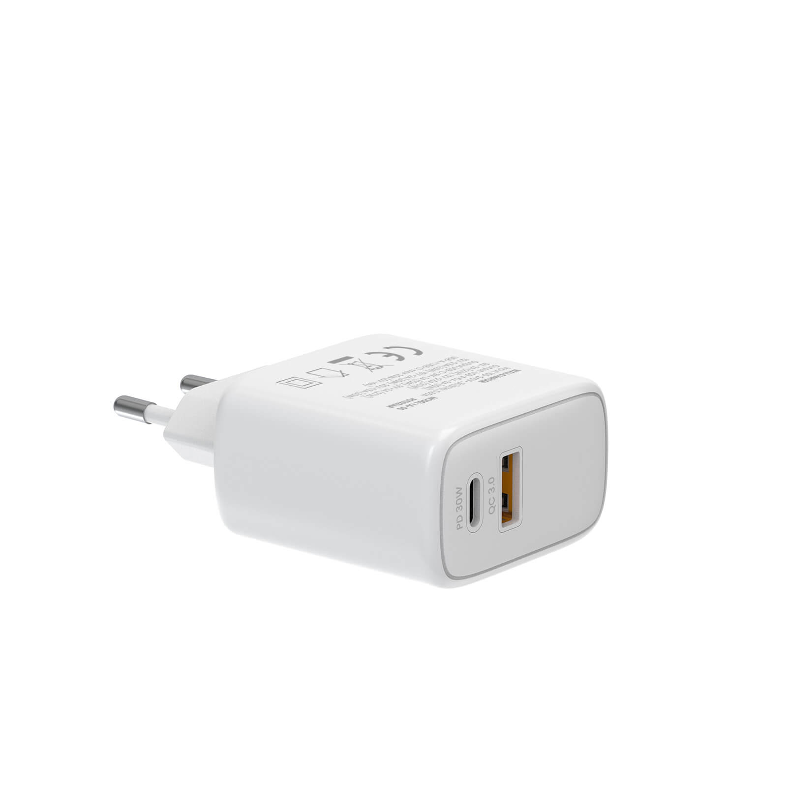 Fehér töltő dugóval. USB-C porttal rendelkezik.