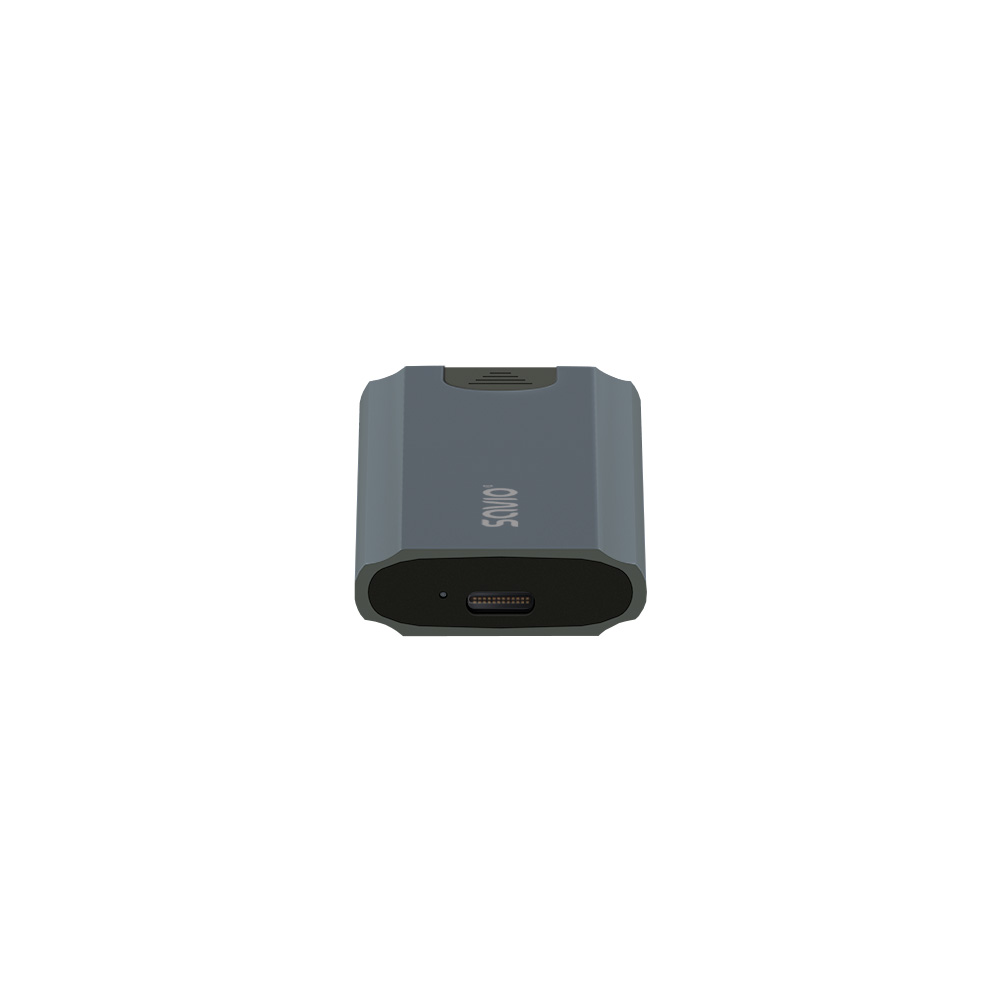 Egy szürke, téglalap alakú eszköz, alul USB-C porttal és felül az 'SQ05' szóval.