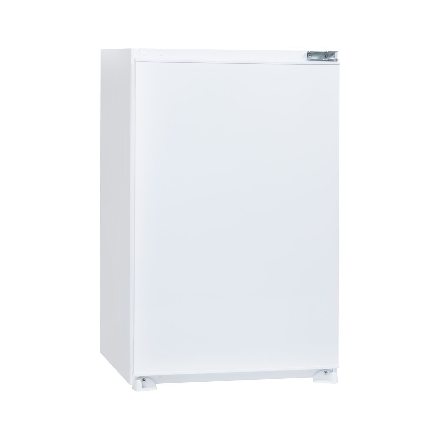 Réfrigérateur blanc avec une seule porte, isolé sur fond blanc.