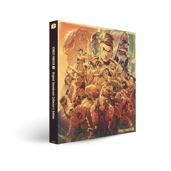 Street Fighter 6 Soundtrack-Cover mit mehreren Charakteren und einem Gold-Braun-Farbschema.