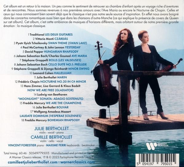 CD-Cover mit zwei Frauen mit Instrumenten, Wasser und Text. Auf dem Wasser.
