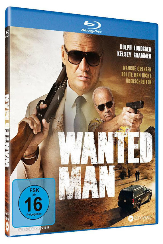 DVD-Cover für 'Wanted Man' mit Dolph Lundgren und Kelsey Grammer.