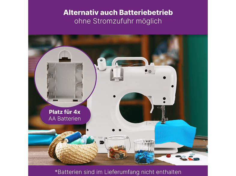 Clatronic NM 3795 Nähmaschine (7,2 Watt, 12-Stiche, Freiarmnähen, Weiß) — Foto 2 von 5