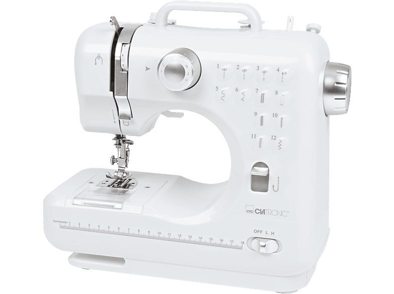 Clatronic NM 3795 Nähmaschine (7,2 Watt, 12-Stiche, Freiarmnähen, Weiß)