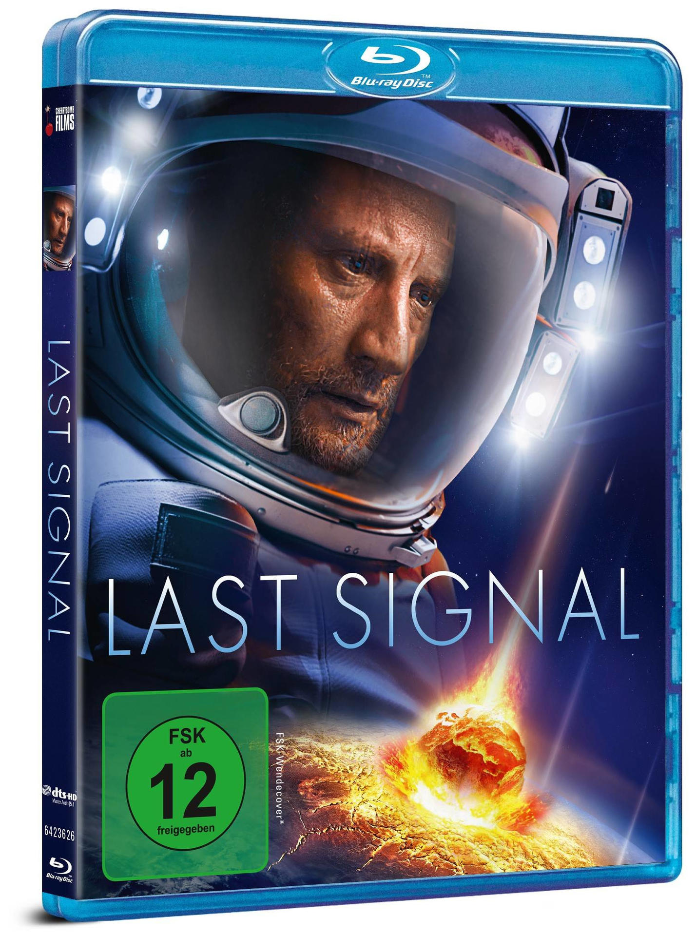 Blu-ray-Hülle von 'Last Signal' mit Astronautenbild, Planet und Bewertung.