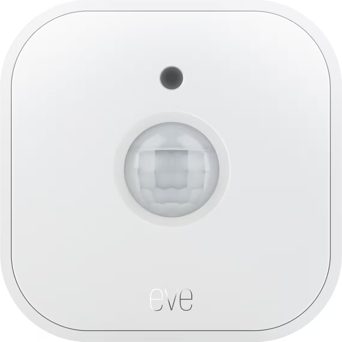 Weißer quadratischer Smart-Home-Sensor mit dunkelgrauem Sensor.