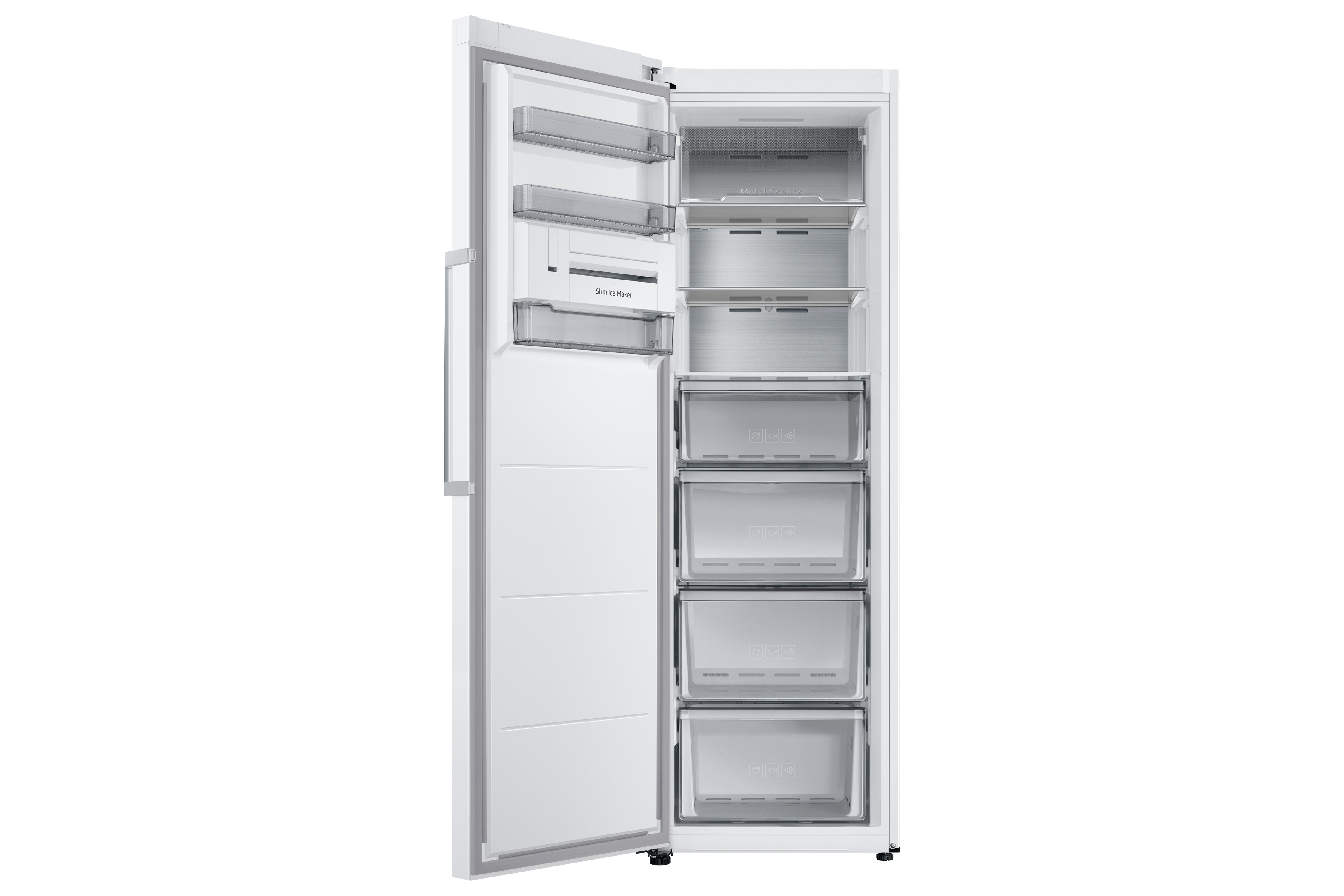 Congelador vertical - Samsung SMART RZ32C7CBEWW/EF, All Around Cooling, 323 l, 186 cm, Metal Cooling, Blanco