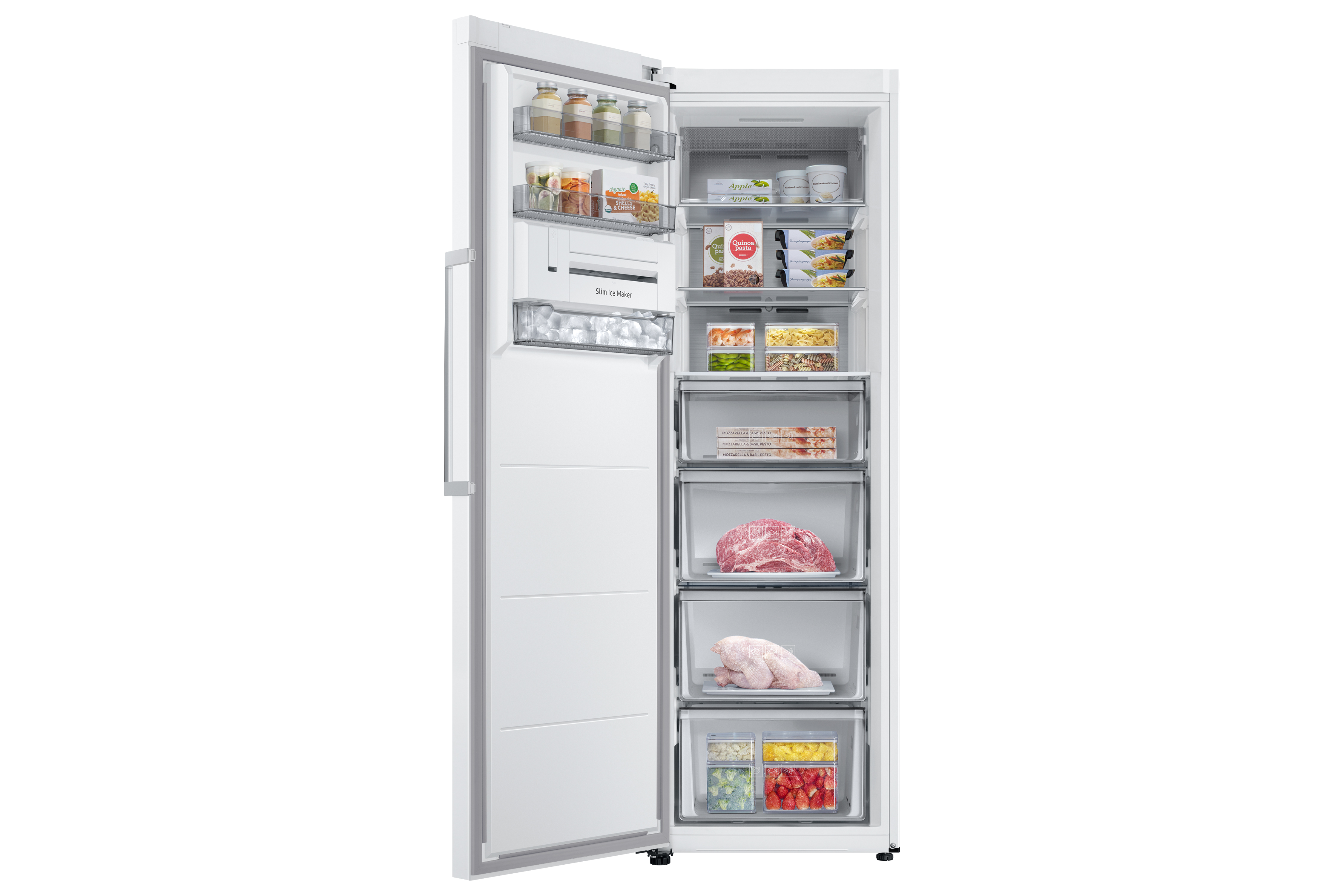 Congelador vertical - Samsung SMART RZ32C7CBEWW/EF, All Around Cooling, 323 l, 186 cm, Metal Cooling, Blanco