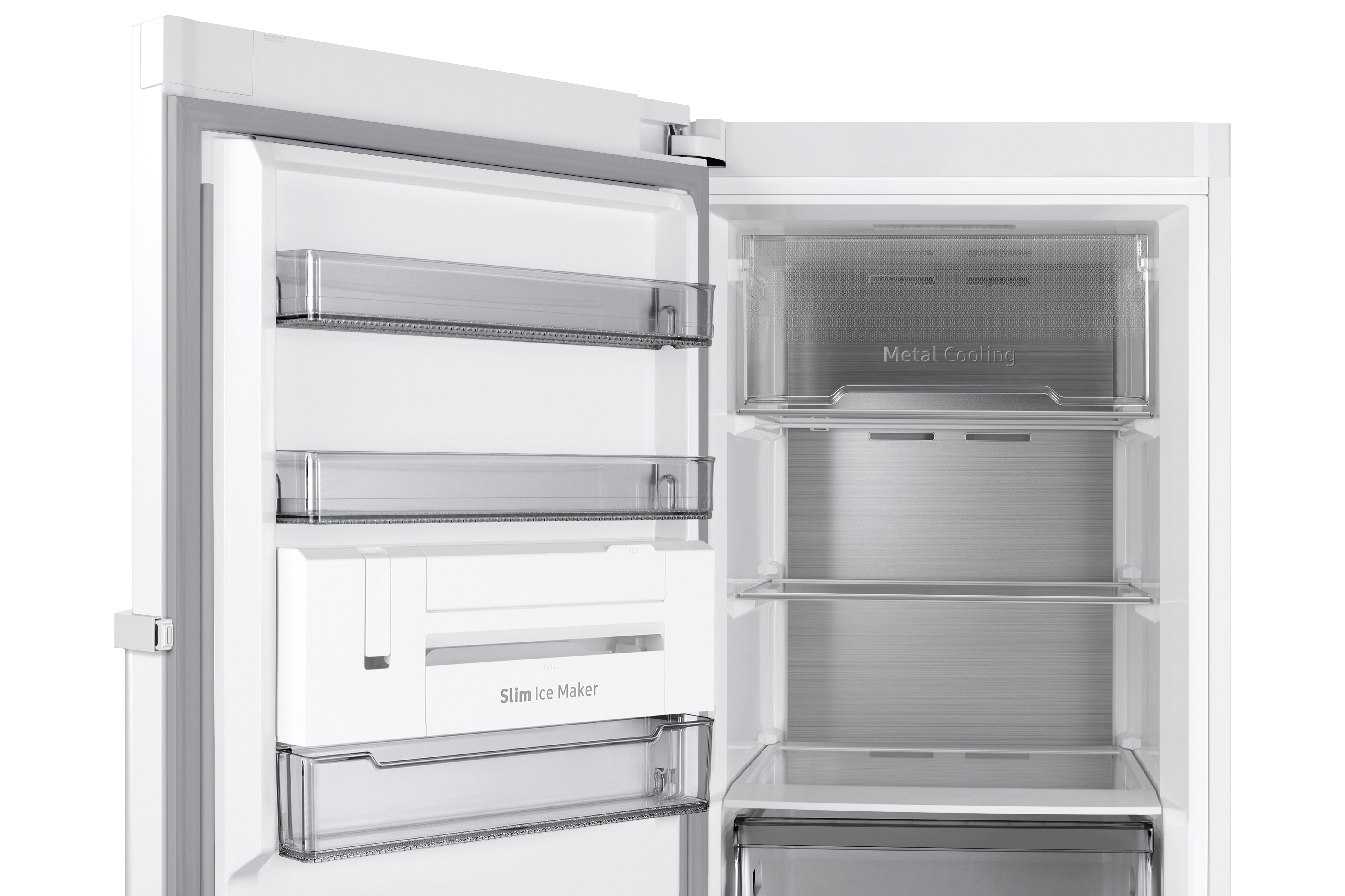 Congelador vertical - Samsung SMART RZ32C7CBEWW/EF, All Around Cooling, 323 l, 186 cm, Metal Cooling, Blanco