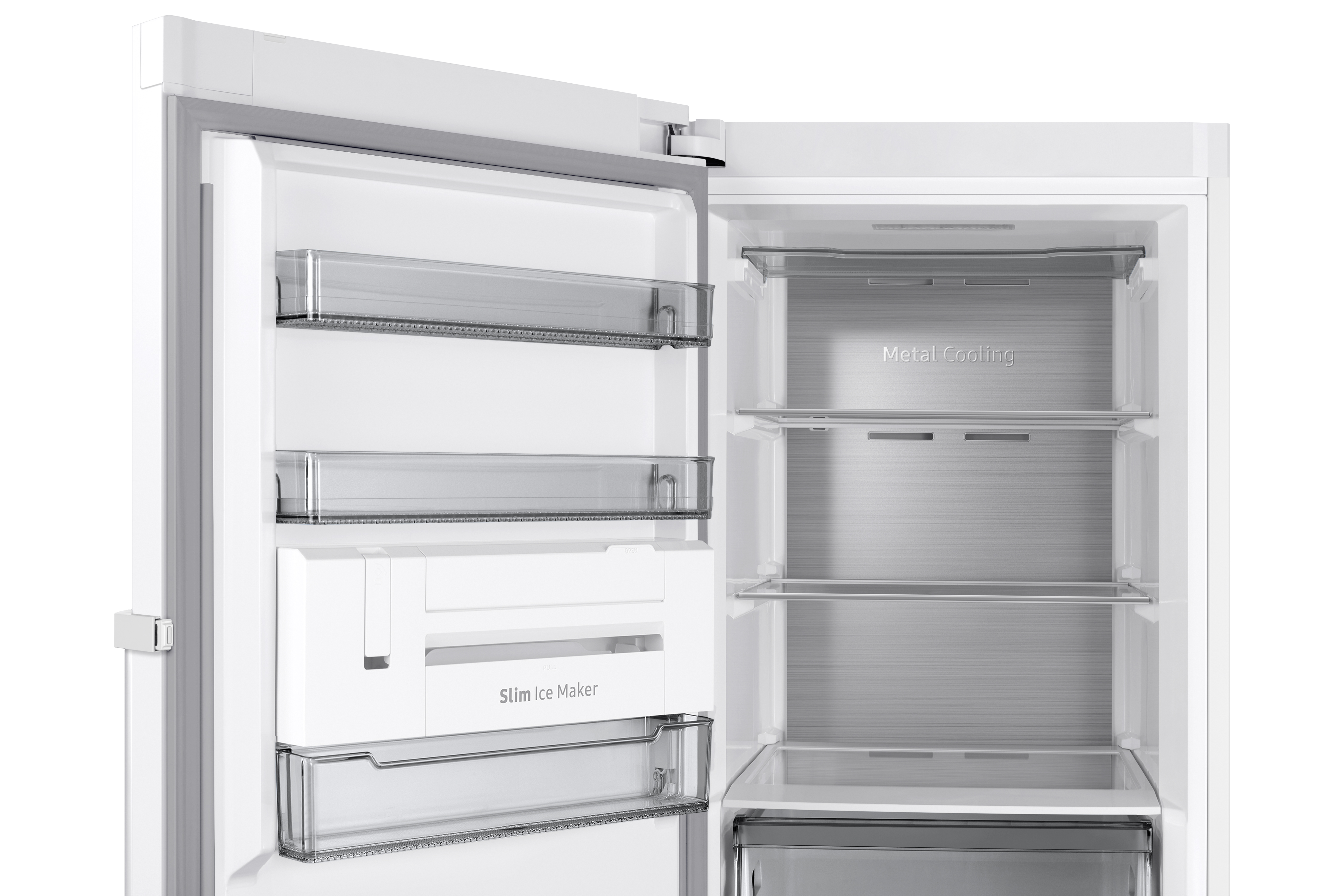 Congelador vertical - Samsung SMART RZ32C7CBEWW/EF, All Around Cooling, 323 l, 186 cm, Metal Cooling, Blanco