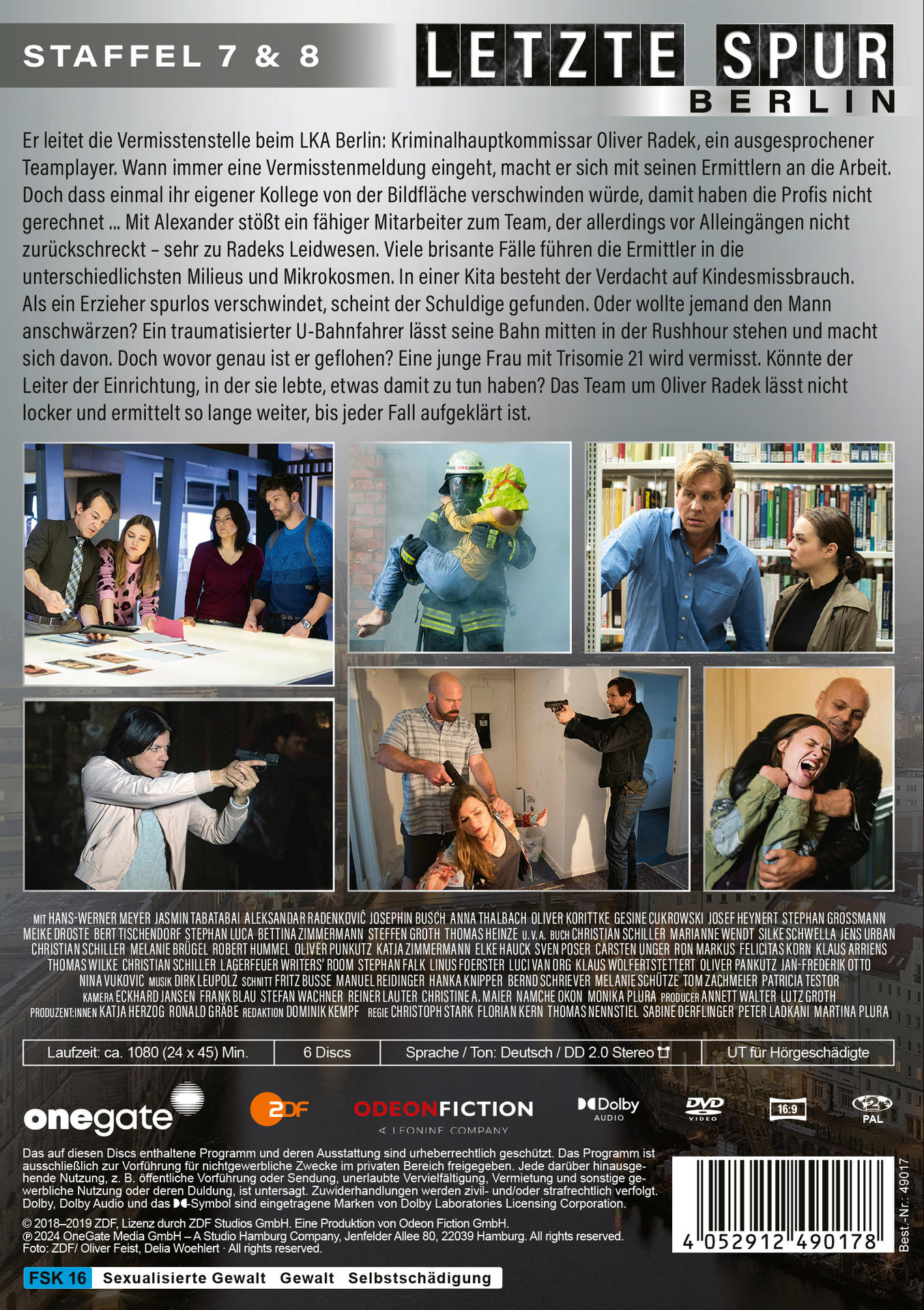 Die Rückseite einer DVD-Hülle mit einer Collage von Szenen aus einer Serie.