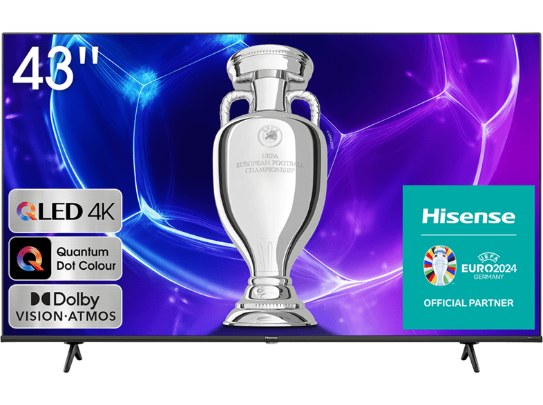 HISENSE 43E7KQ 4K UHD Smart QLED telev zi fekete 108 cm