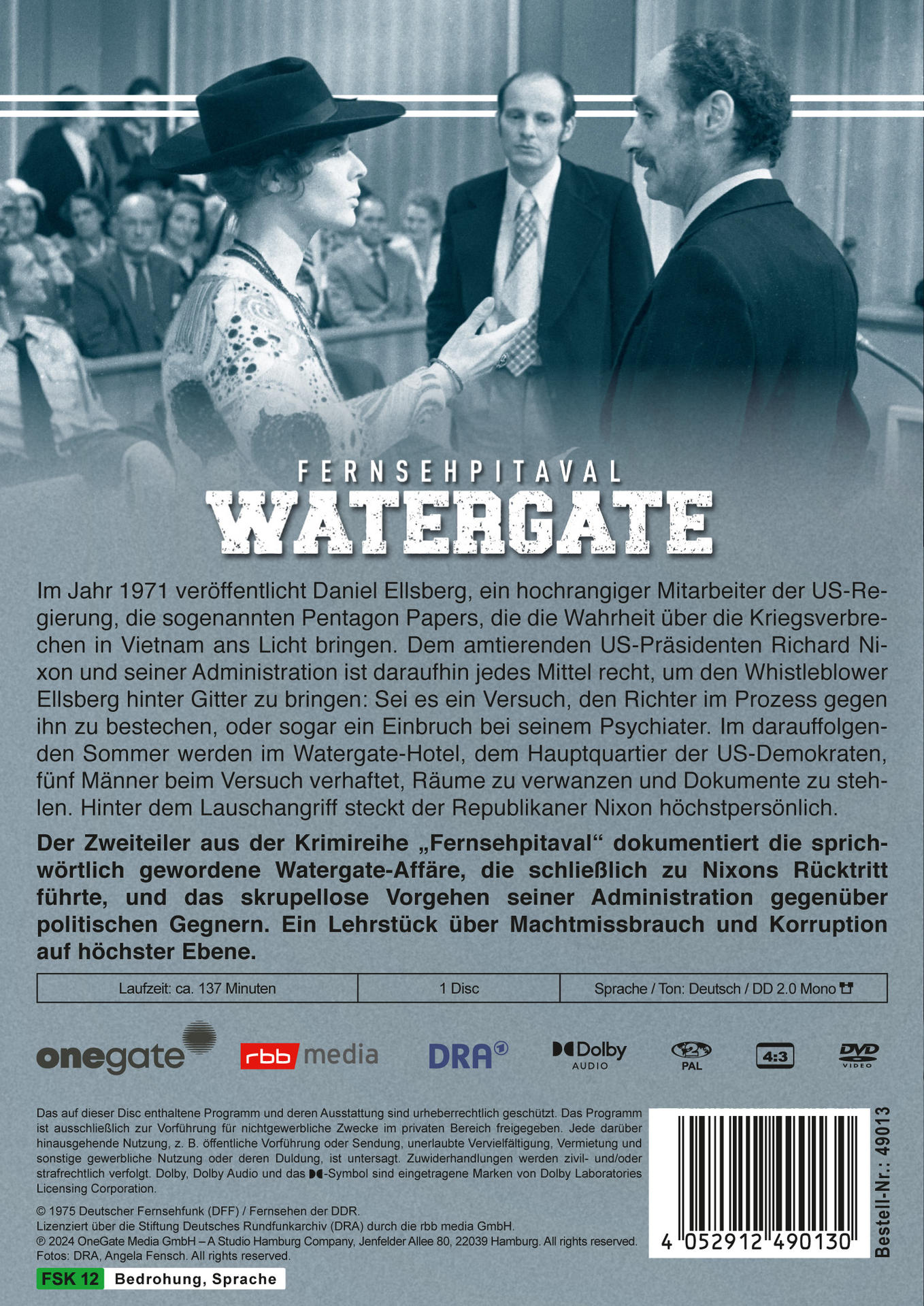 Watergate DVD-Cover mit Text auf Deutsch. Bild von Männern in Anzügen.