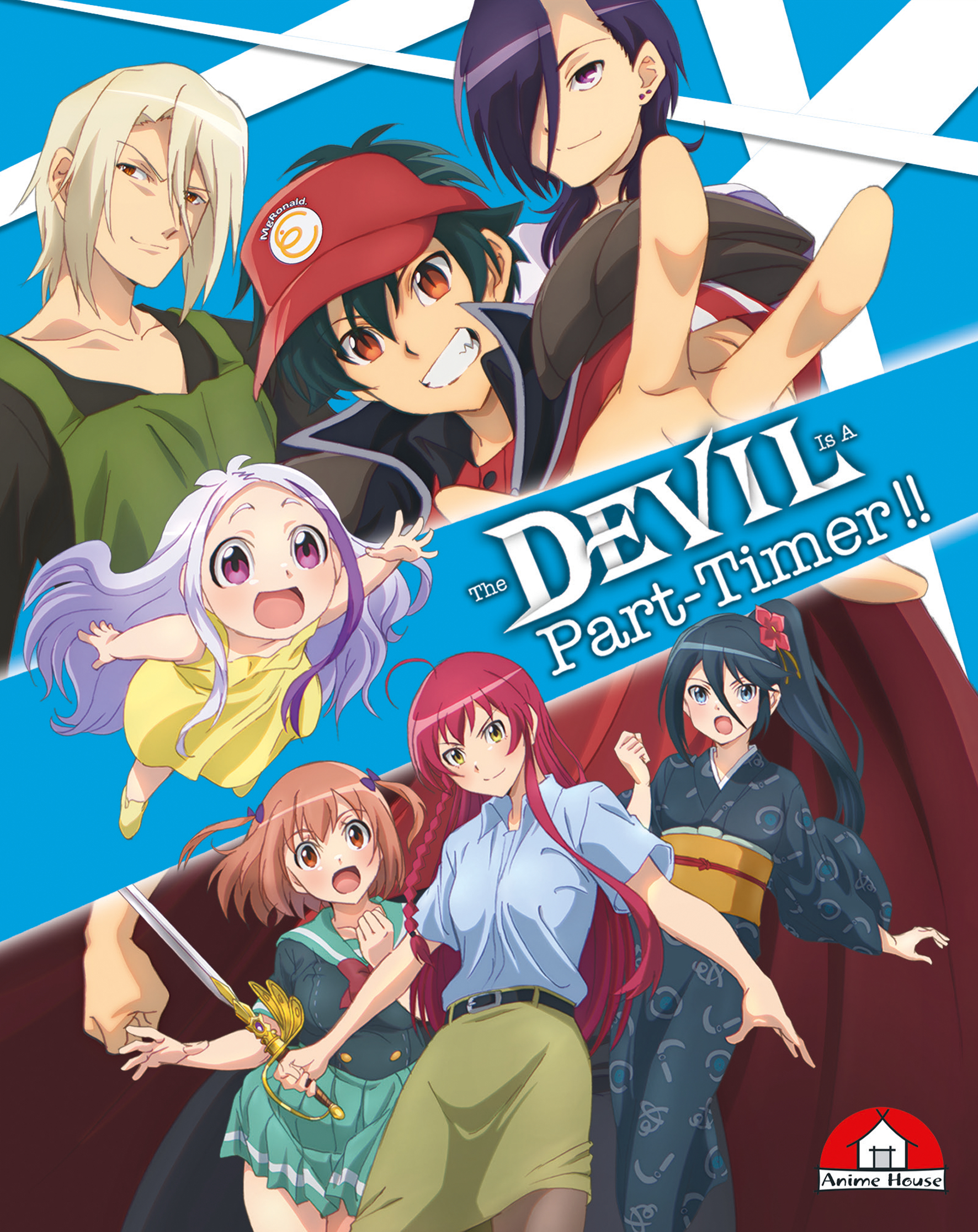 Anime-Cover mit verschiedenen Charakteren, Titel 'The Devil Is a Part-Timer!!'.