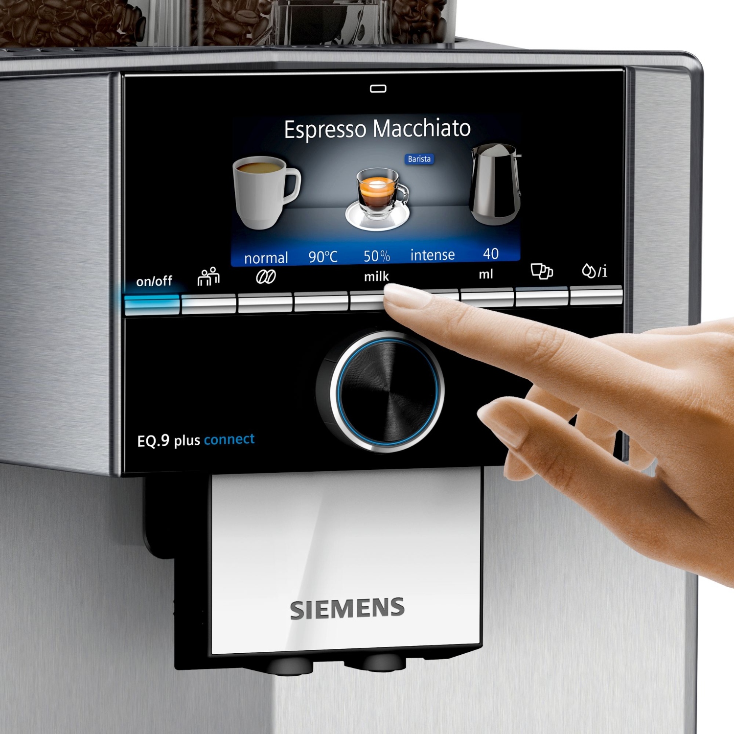 SIEMENS EQ.9 Plus s700 Connect TI9573X1RW - Volautomatische espressomachine - Maximaal aantal kopjes: 2 - Zilver