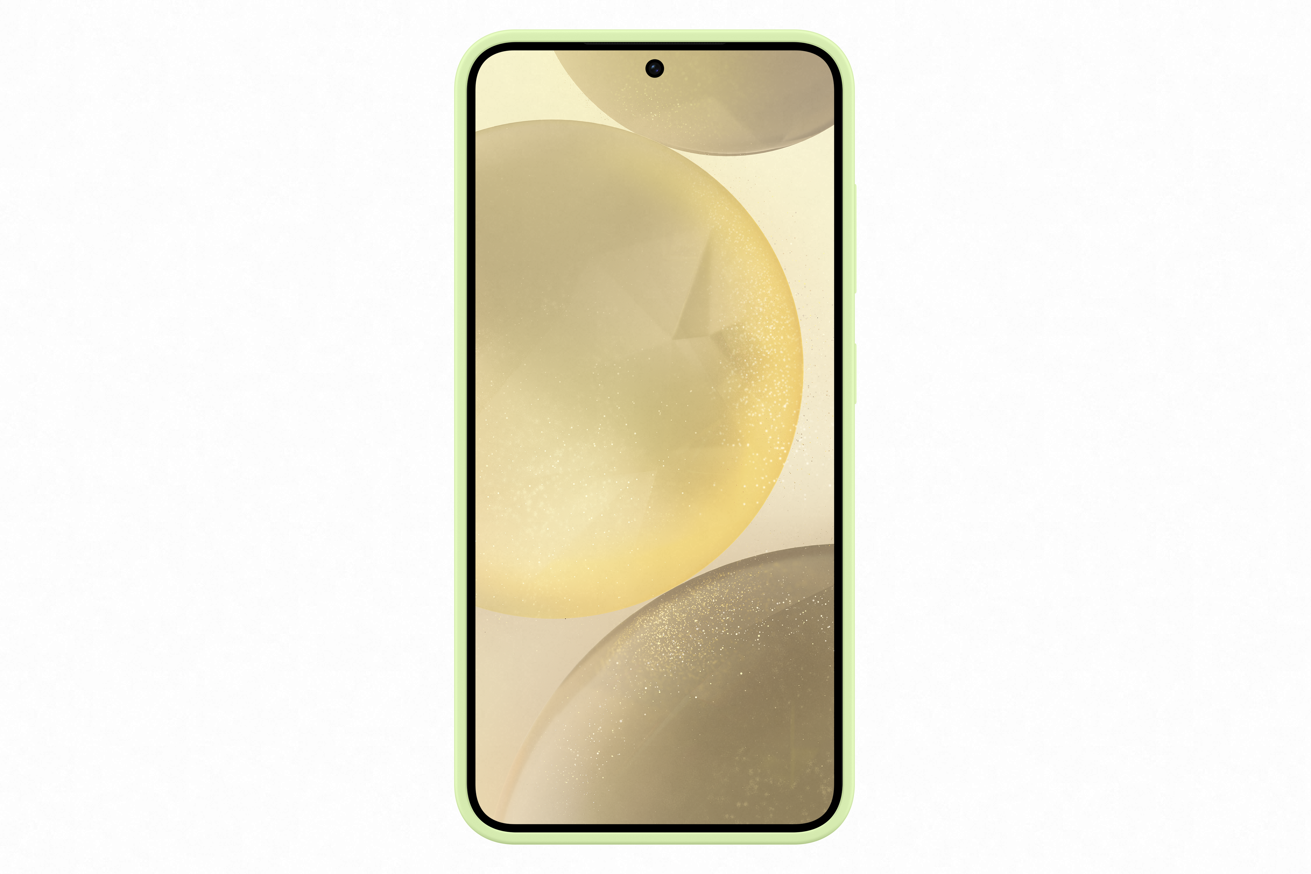 Açık bir arka plan üzerinde bir akıllı telefonda yeşil bir telefon kılıfı.