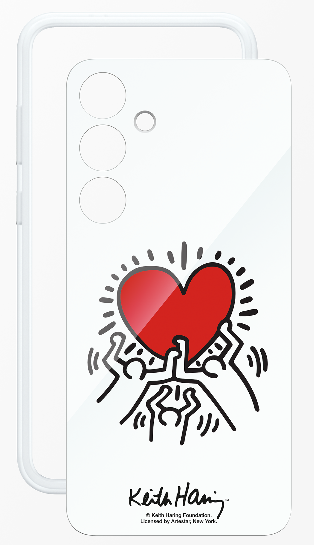 Telefontok piros szív rajzzal fekete-fehér stílusban, fehér háttérrel.