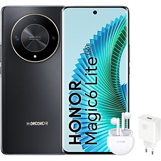 Móvil - Honor Magic6 Lite 5G, Midnight Black, 256GB, 8GB RAM, 6.78" OLED Curva, Qualcomm® Snapdragon® 6, 5300 mAh+Earbuds X5+SuperCharge Power Adapter