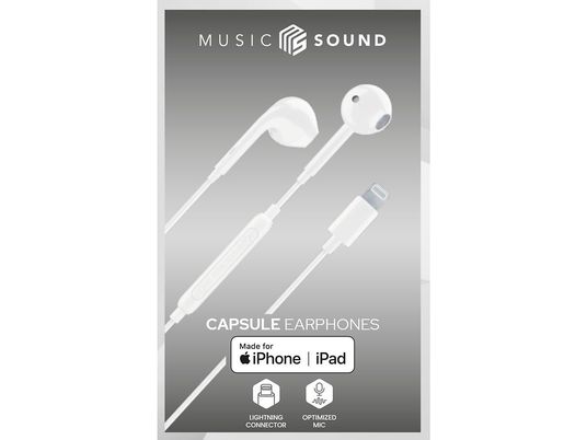 MUSIC SOUND Capsule Lightning - Casques (In-ear, Blanc)