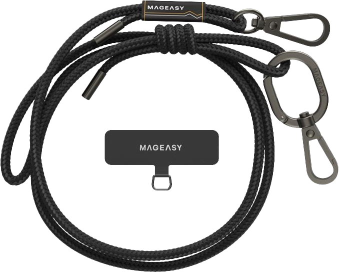 SWITCHEASY Telefon nyakpánt, 84-150 cm között állítható, rögzítő kártya, 6mm, fekete (MPHIPH142BK23)