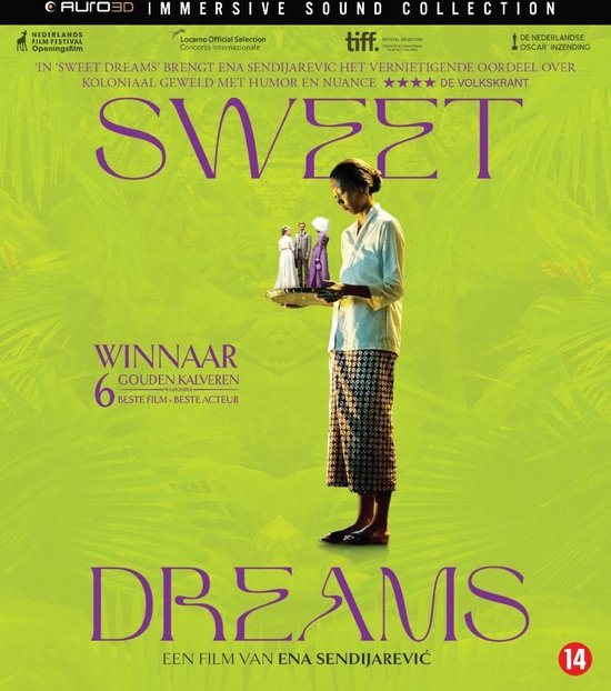 Couverture du film : une femme tient des figurines dans un cadre vert. Titre : Sweet Dreams. Texte en néerlandais. Comprend une note de 14.