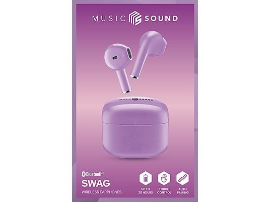 MUSIC SOUND SWAG - Véritables écouteurs sans fil (In-ear, Mauve)