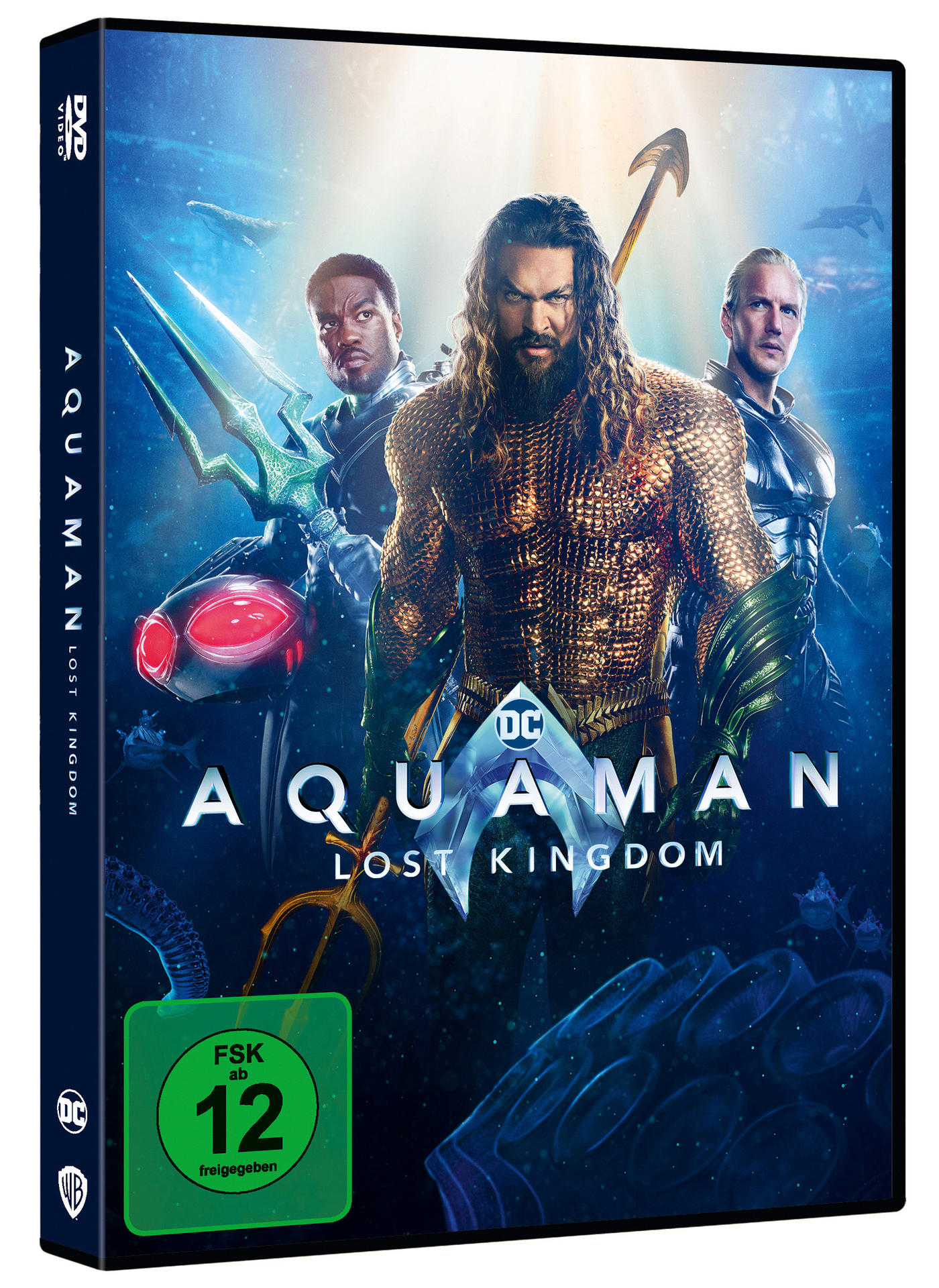 DVD-Cover von Aquaman: Lost Kingdom, mit Jason Momoa und anderen Schauspielern.