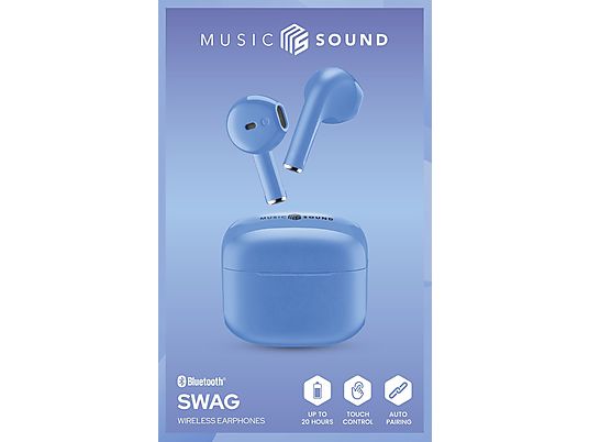 MUSIC SOUND SWAG - Véritables écouteurs sans fil (In-ear, Bleu clair)