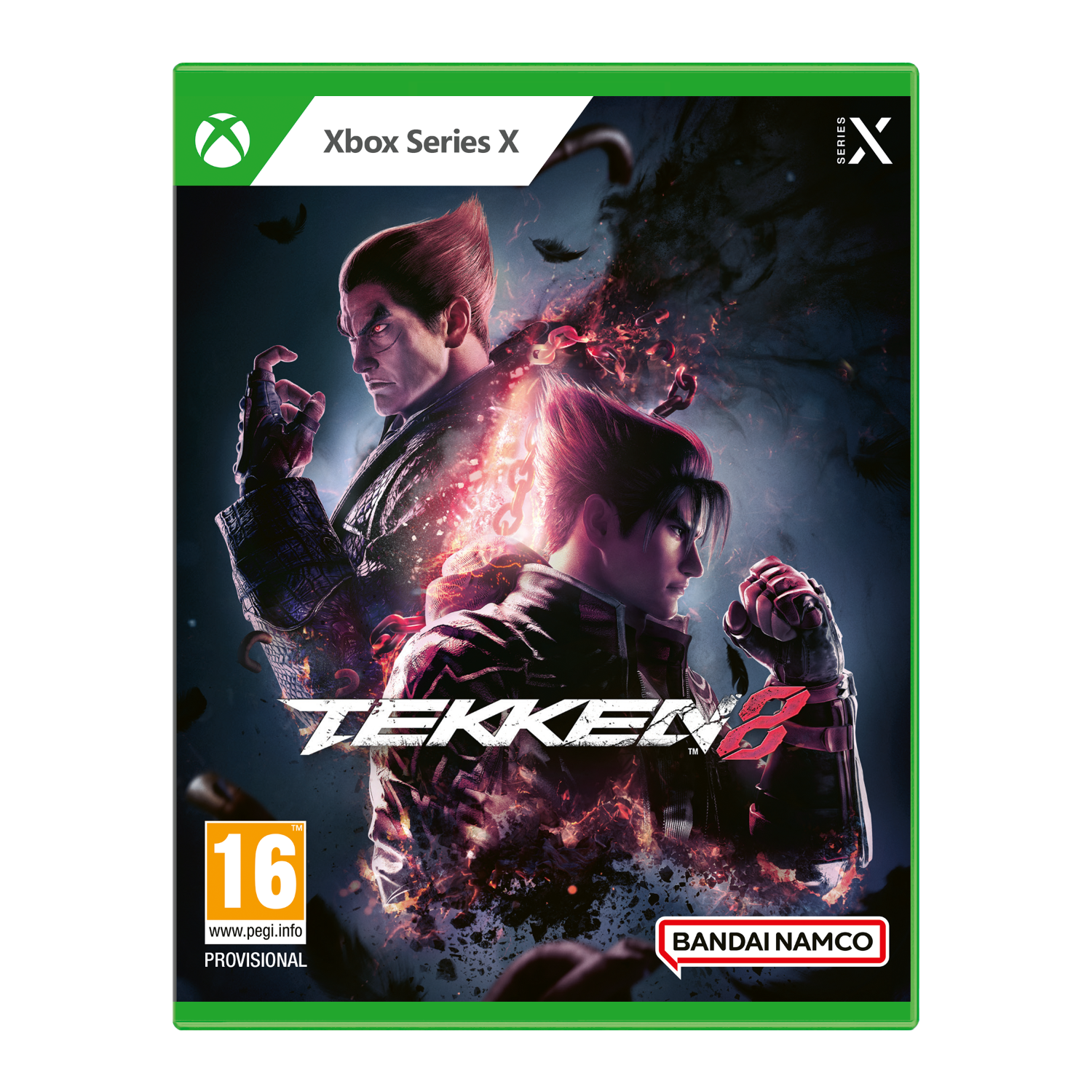 De Tekken 8 gamebox voor Xbox Series X. Bevat twee personages.