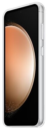 Smartfon w etui ochronnym, widok z boku, na białej powierzchni.