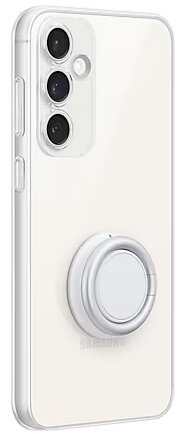 Przezroczyste etui na telefon z uchwytem na pierścień na białym tle.