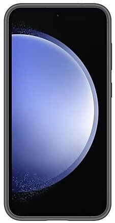 Czarny telefon wyświetla niebiesko-biały obraz.