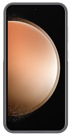 Czarny smartfon z zakrzywionym ekranem i jasnym tłem.