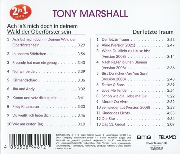 Ein CD-Cover mit Liedtexten und Titellisten von Tony Marshall.