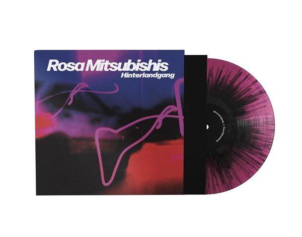 Eine Schallplatte in einer Hülle mit dem Text „Rosa Mitsubishis Hinterlandgang“. Die Platte ist rosa.