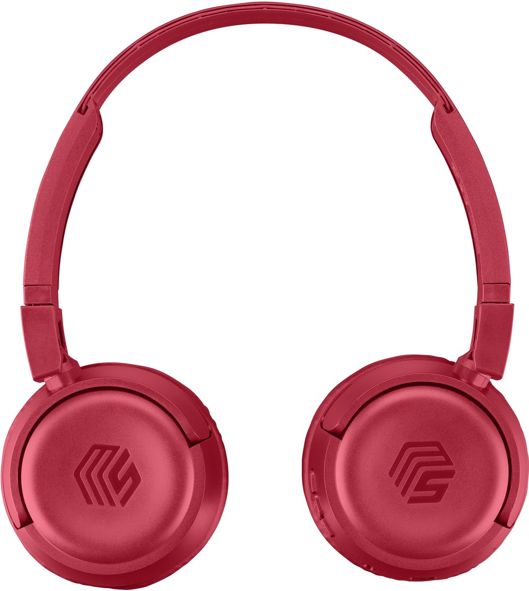 Casque circum-auriculaire rouge avec le logo sur les oreillettes.