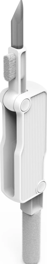 Outil de nettoyage blanc avec brosse, racloir angulaire et éponge. Pour nettoyer l'électronique.
