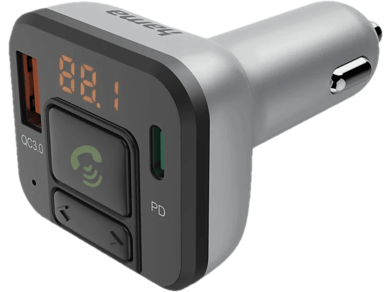 Hama FM-Transmitter mit Bluetooth®- und Freisprechfunktion, silber; FM-Transmitter mit Bluetooth- und Freisprechfunktion