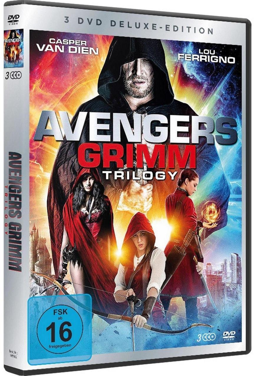 DVD-Box. Die Vorderseite zeigt einen Mann mit Kapuze und drei weitere Charaktere.