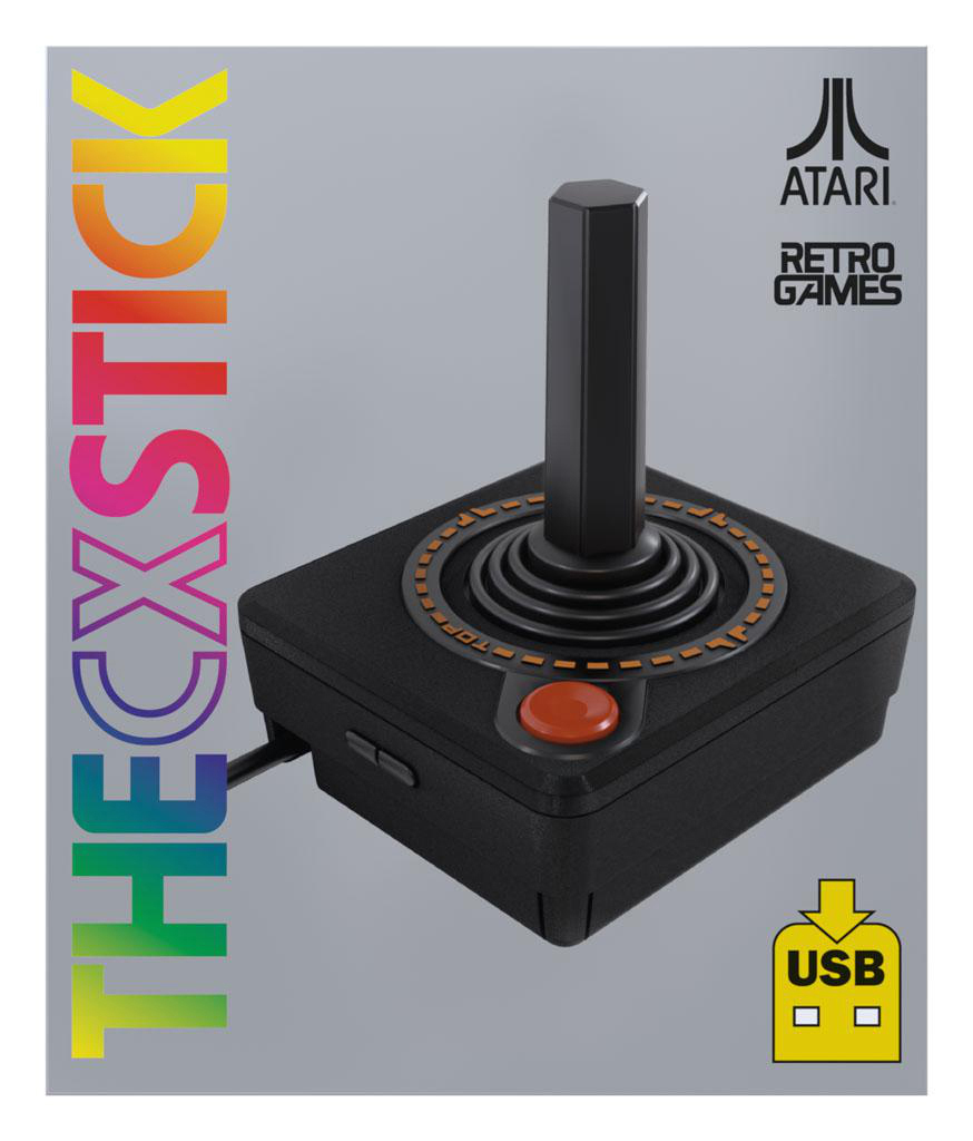 Atari-Joystick-Controller mit dem Text "THE CX STICK" und "ATARI RETRO GAMES".