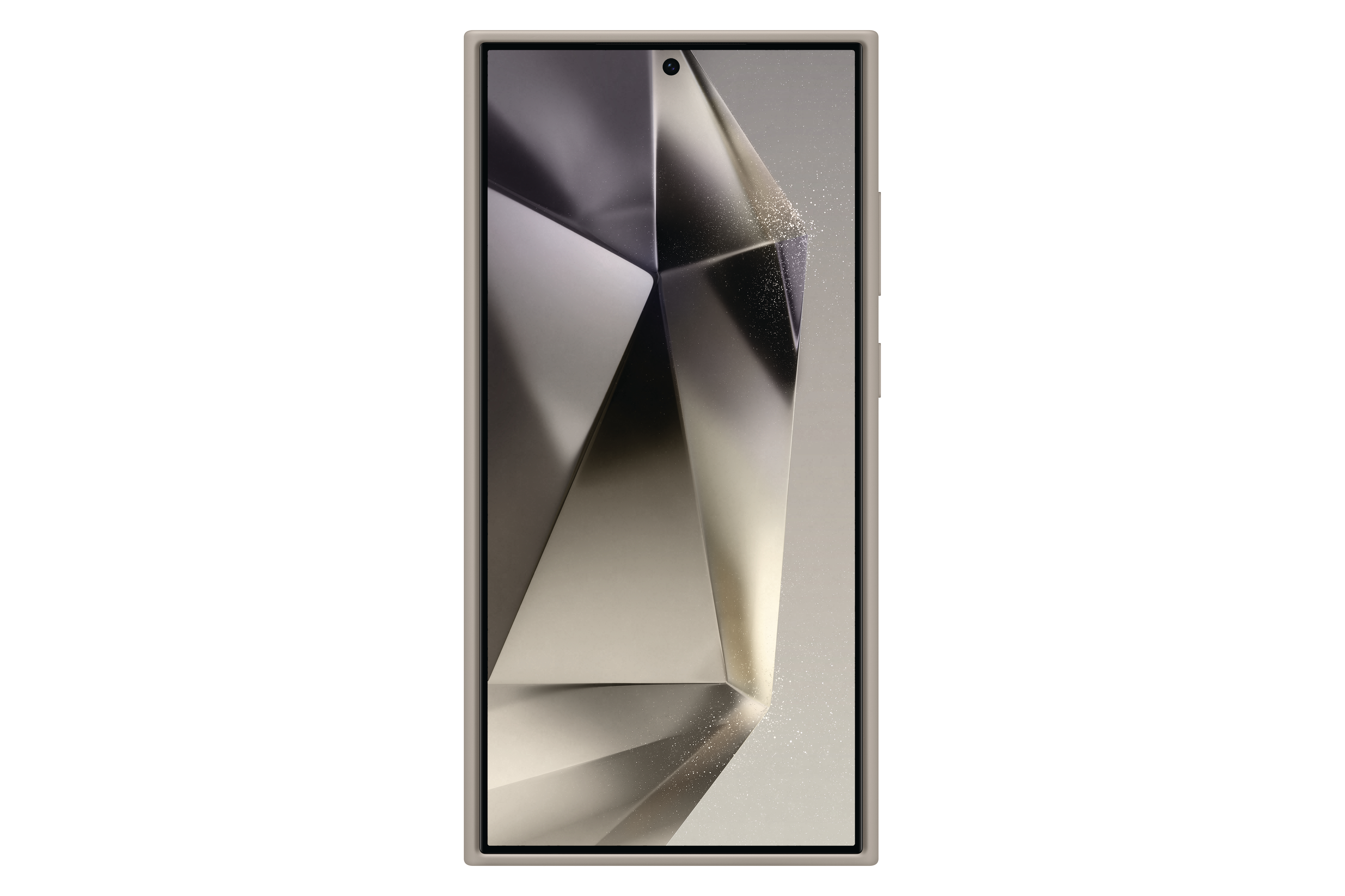 Telefonbildschirm mit geometrischem Design, schwarzer Hintergrund.
